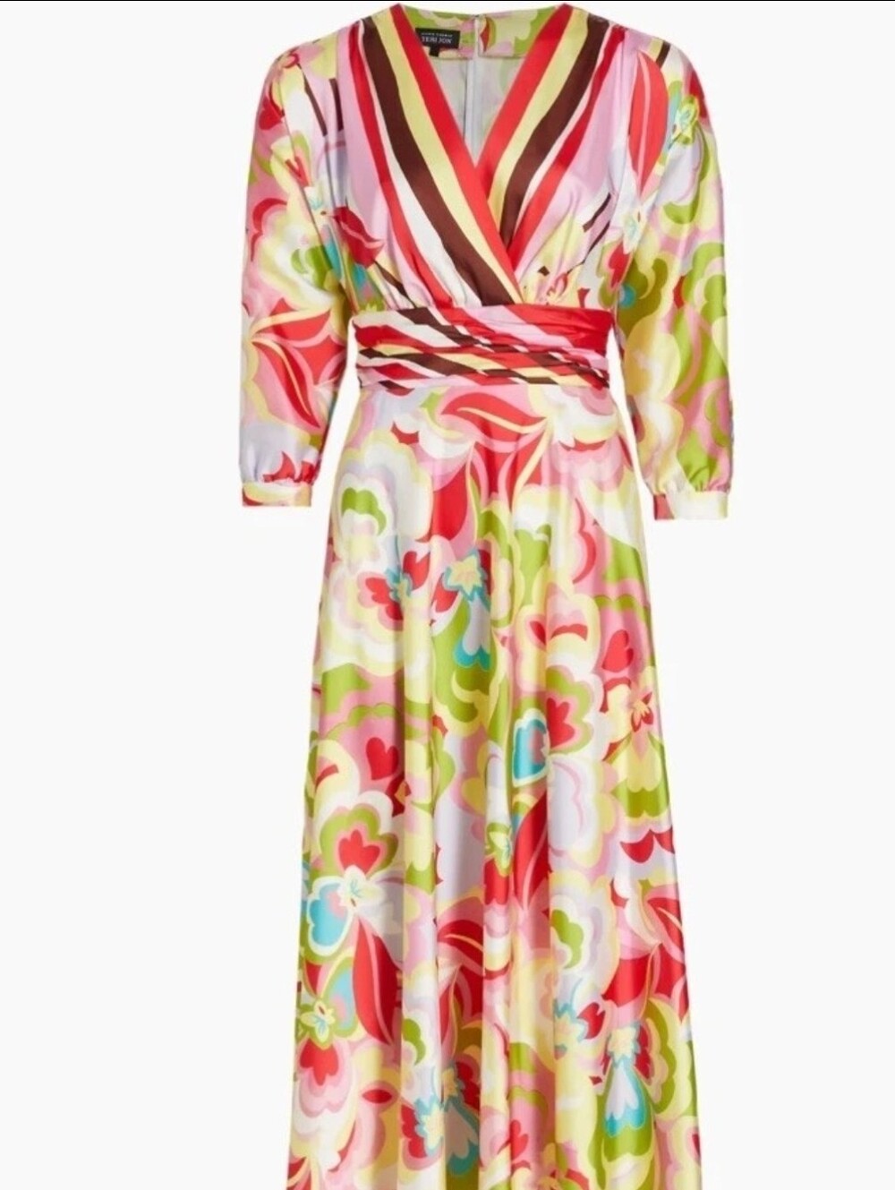 Rickie Freeman by Teri Jon Women's Yellow Floral V-Neck Dress Size 8 - Picture 2 of 15